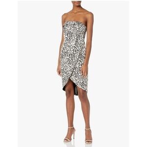 Black Halo Strapless Metallic Leopard-Jacquard Dress Size 2 NWT